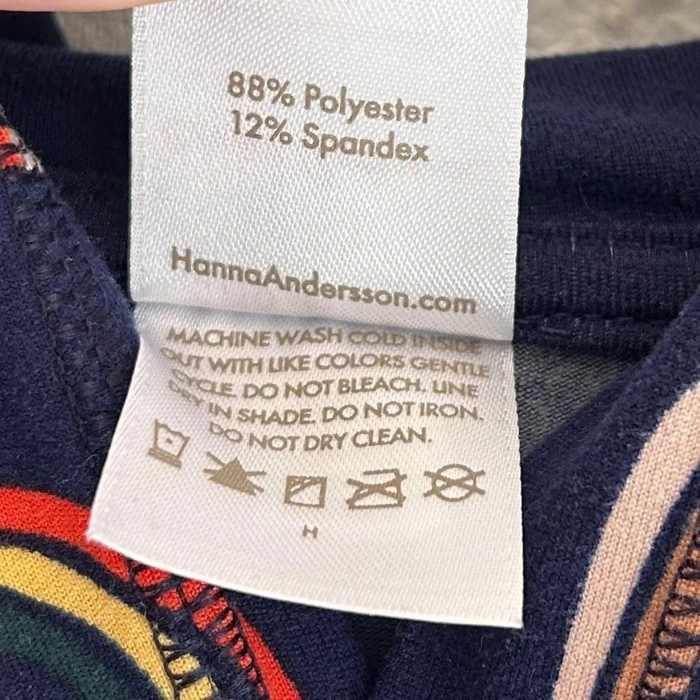 Hanna Andersson Sunblock UV Hoodie Dress Retro Rainbows Navy Sz 5